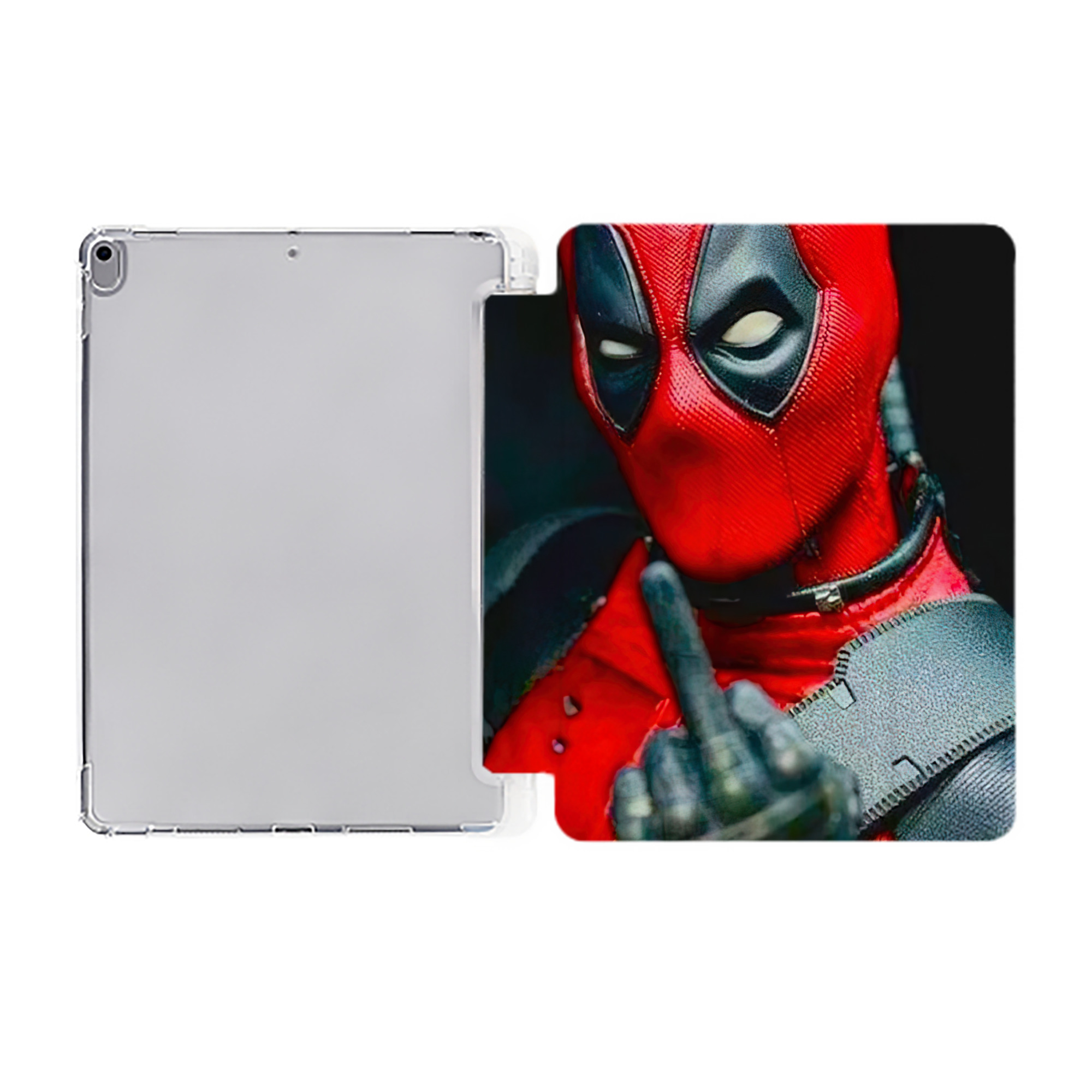 （画像用） Deadpool デッドプール IPad ケース ペン収納付き 三つ折りスタンド PUレザー×シリコン 対応機種9.5/10.5/10.9インチ